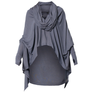Extravagant Tunic With Scarf Collar In Grey (S/M)