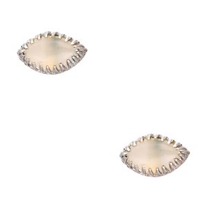 Eyelash Stud Earrings - Rainbow Moonstone - Sterling Silver
