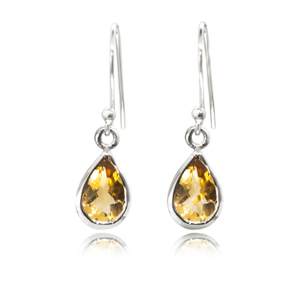 Faceted Citrine Teardrop Earrings In Sterling Silver