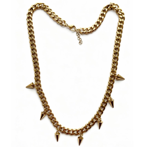 Fallon Spike Stainless Steel Necklace Yellow Gold Plated