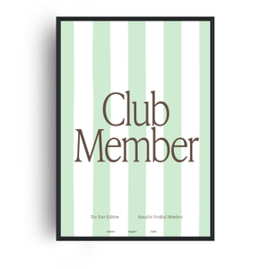Fanclub Club Member Stripe Retro Giclee Art Print (A4 (210 x 297mm))