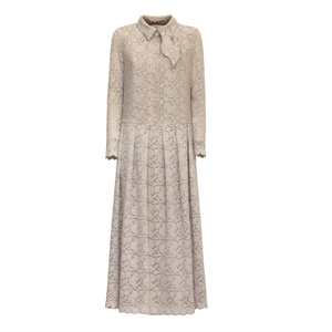 Feminine Lace Shirt Dress With Half-Placket Beige (XL)