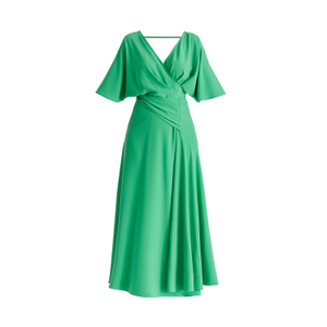 Flare Sleeves Maxi Wrap Dress In Light Green (M)