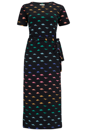 Flissy Jersey Midi Dress Black, Jurassic Jive Rainbow (XXL)