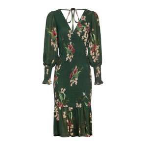 Floral Print Bodycon Style Long Sleeve Dress _ Green (M)