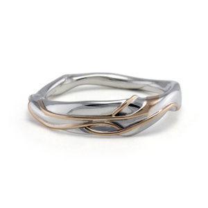 Flowing Sterling Silver & Gold Ring (S (UK))