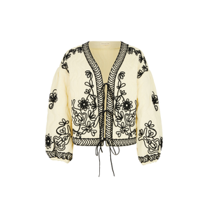 Fran Quilted All Over Embroidered Jacket In White (XL)