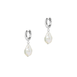 Freshwater Pearl Drop Earrings Silver