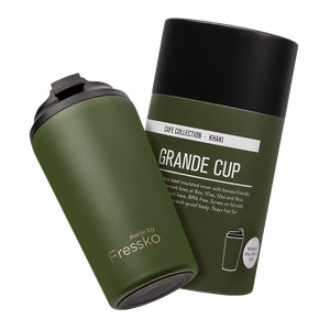 Fressko Grande 16oz/475ml Reusable Coffee Cup, Stainless Steel - Khaki