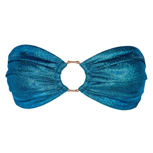 Frida Bandeau Bikini Top - Glitter Aquamarine (L)