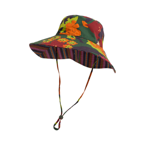 Frida X Lost Pattern "Frida's Garden" Cotton Reversible Sun Hat - Green (one size)