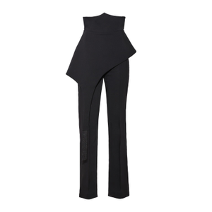Full-Length Tailored Straight Leg Pants With Back Zipper Black (XL)
