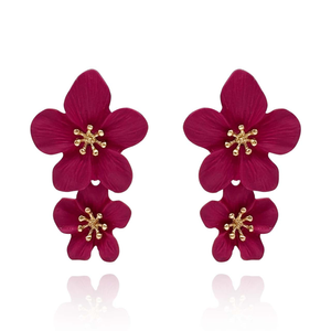 Fuschia Floral Earrings