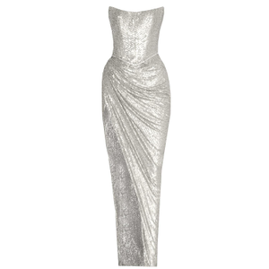 Gaia Sequin Evening Gown Silver (M)