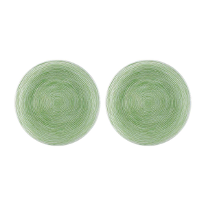 Glass Dinnerware Round Green Glass Plate Set Of Two