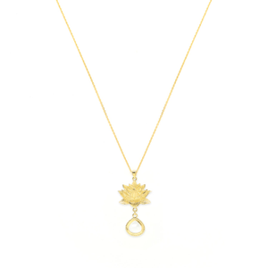 Goddess Lotus Necklace, Gold Over Sterling Silver With Moonstone (one size)
