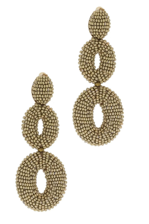 Gold Beaded Statement Clip On Earring