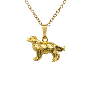 Golden Retriever Pendant Eighteen Carat Gold On Solid Sterling Silver
