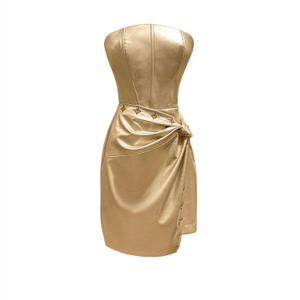 Gold Luxe Leather Corset Dress (S)