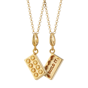 Gold Plated Building Block Charm Necklace