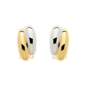 Gold & Platinum Curve Clip Earrings
