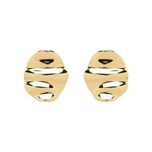 Gold Ripple Clip Earrings