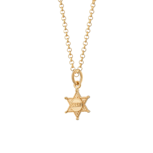 Gold Sheriff Badge Charm Necklace