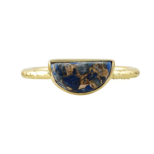 Gold Vermeil Blue Lapis Lazuli Gemstone Crystal Ring (L (UK))