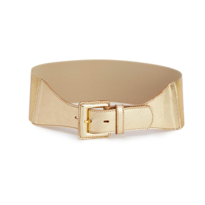 Gold Wide Belt - Leather And Elastic Band (S)