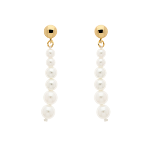Graduated Pearl & Gold Earrings