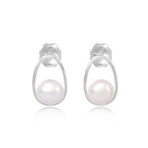 Gratia Silver Teardrop Earrings With Cultured Freshwater Pearls
