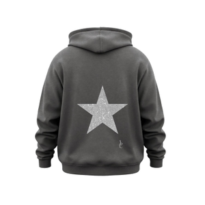 Stockholm Gray Glitter Star Hoodie (M)
