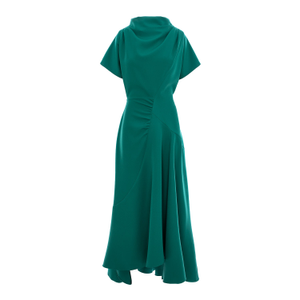 Green Dress With Front Drape And Collar (L)