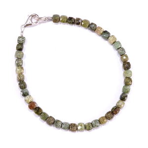 Green Jasper Bracelet With Epidote Inclusions (8.5")