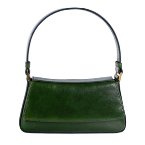 Green Leather Baguette Handbag For Women - Bright Lights, Big City (one size)