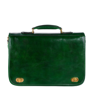 Leather Briefcase Laptop Bag - Illusions - Green (one size)