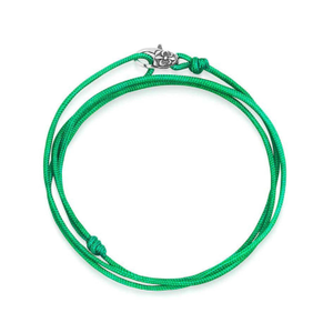 Green Wrap-Around String Bracelet With Sterling Silver Lock (one size)