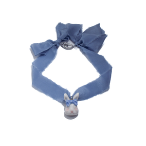 Grumpy Bunny Purple Blue Silk Choker Necklace (one size)