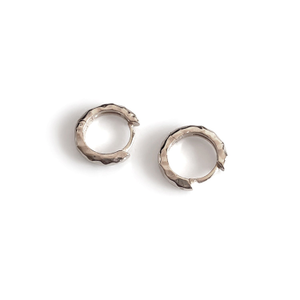 Hammered Textured Huggie For Men - Sterling Silver