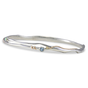 Handmade Blue Topaz & White Opal Bangle (one size)