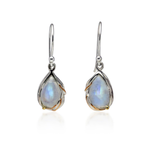 Handmade Rainbow Moonstone Droplet Earrings (one size)
