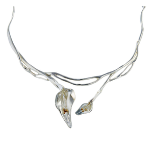 Handmade Sterling Silver Lily Flower Statement Necklace (one size)