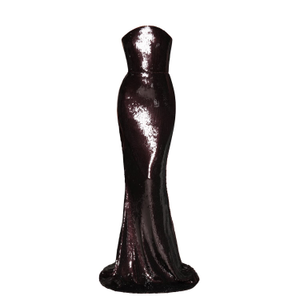 Harlowe Strapless Sequin Gown- Dark Plum (XL)