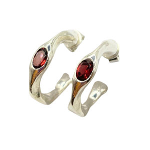 Harlow - Red Garnet Sterling Silver Hoop Earrings (one size)