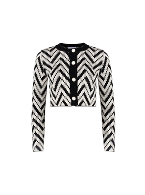 Herringbone Wool Cardigan - Black & White (S)
