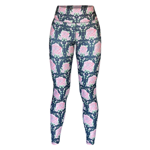 High Rise Active Leggings Midnight Rose Print (L)