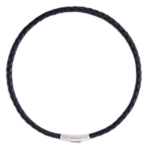 Holborn Black Leather Braided Necklace (20")