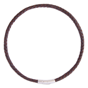 Holborn Brown Leather Braided Necklace (18")