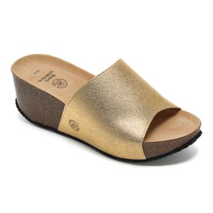 Inoro - Vegan Wedge Metallic Slider - Metallic Gold (7 UK)