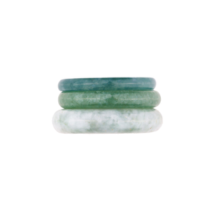Jade Jadeite Gemstone Stone Rings Set Ring Bands (N 1/2 (UK))